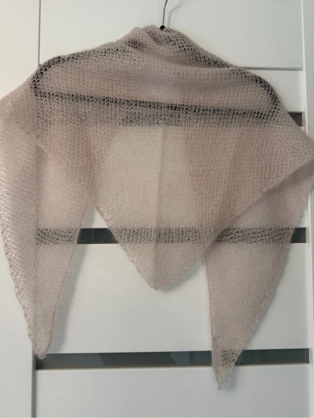 LinniCaro Soft Knit Triangle Mohair Scarf - Pale Blush